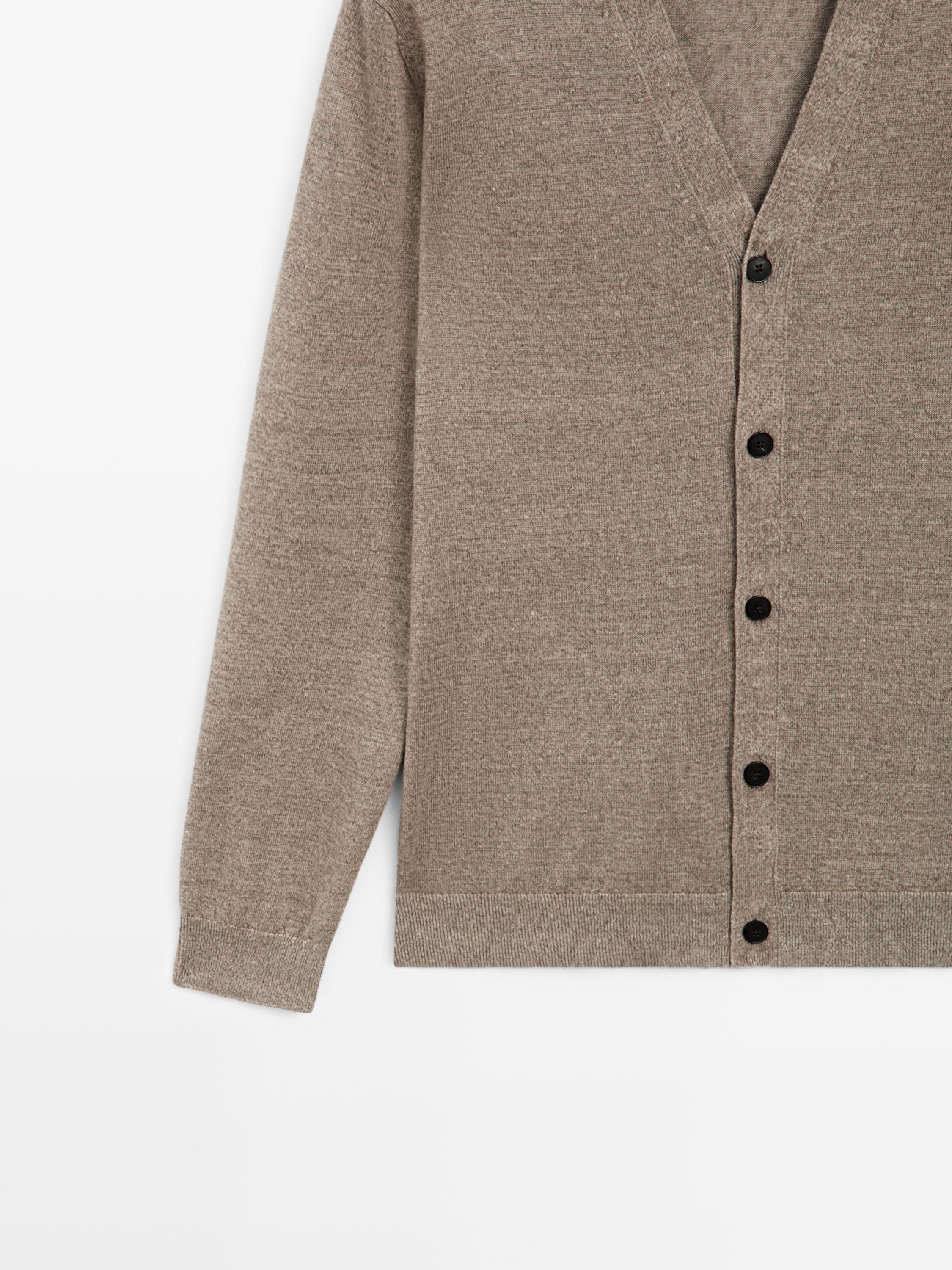 Linen knit cardigan with buttons